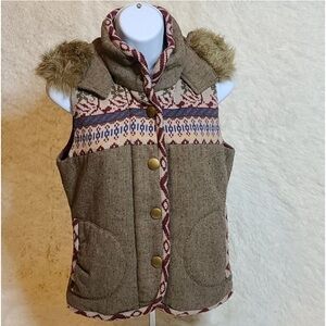 Charlotte Russe Boho Tweed Hooded Vest